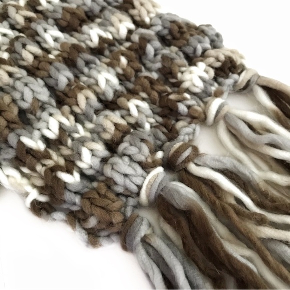 Old Navy Chunky Knit Scarf Brown White Grey - Picture 7 of 10